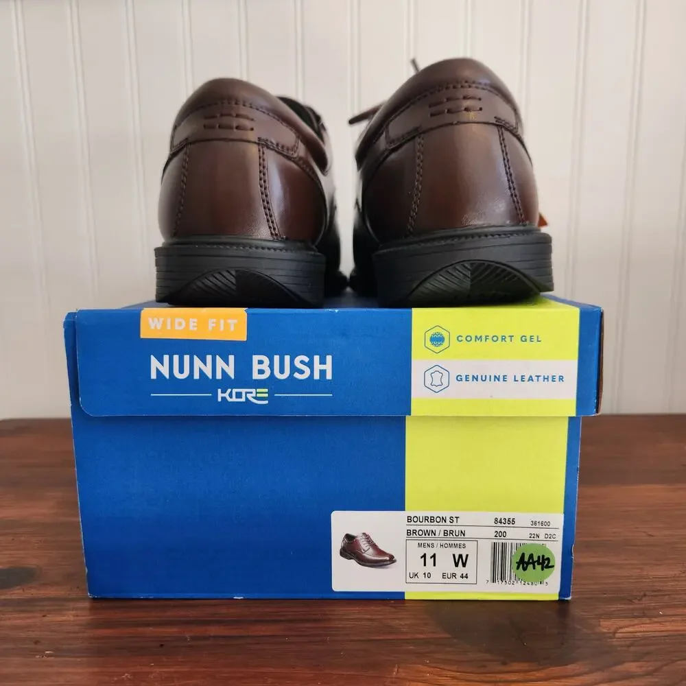Nunn Bush Men's Size 11 Wide Fit Kore Dark Brown Comfort Dress‎ Shoes New